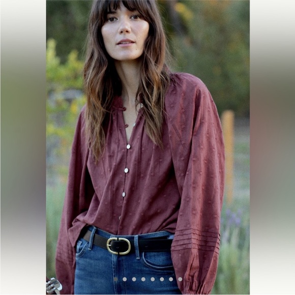 Cleobella Antonia Buttondown Top sz small brown - Picture 1 of 6